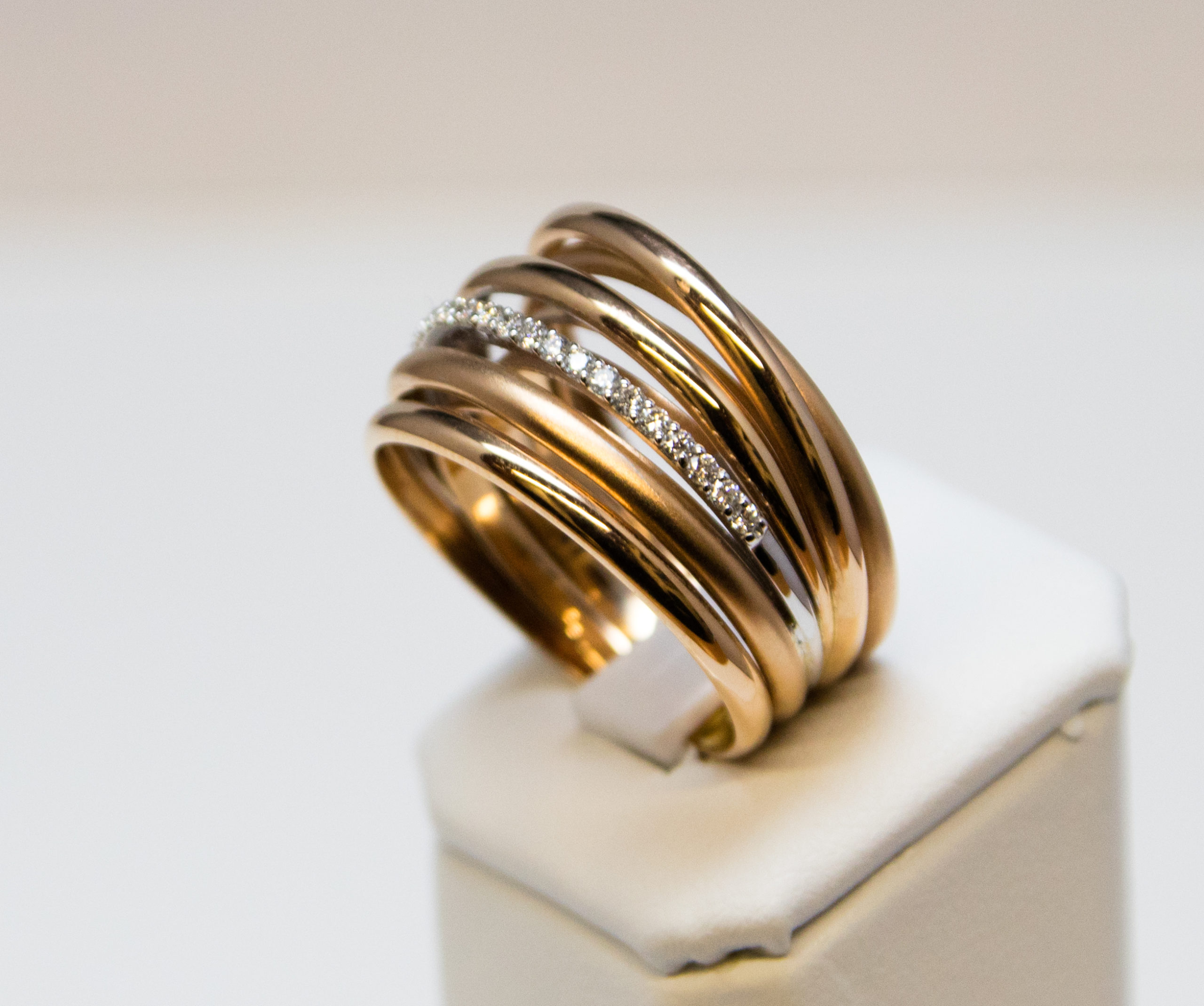Achat Bague multi-anneaux en or rose, or blanc et diamant