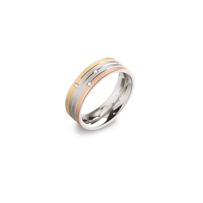 bague tricolore titane et diamants REF T 030010