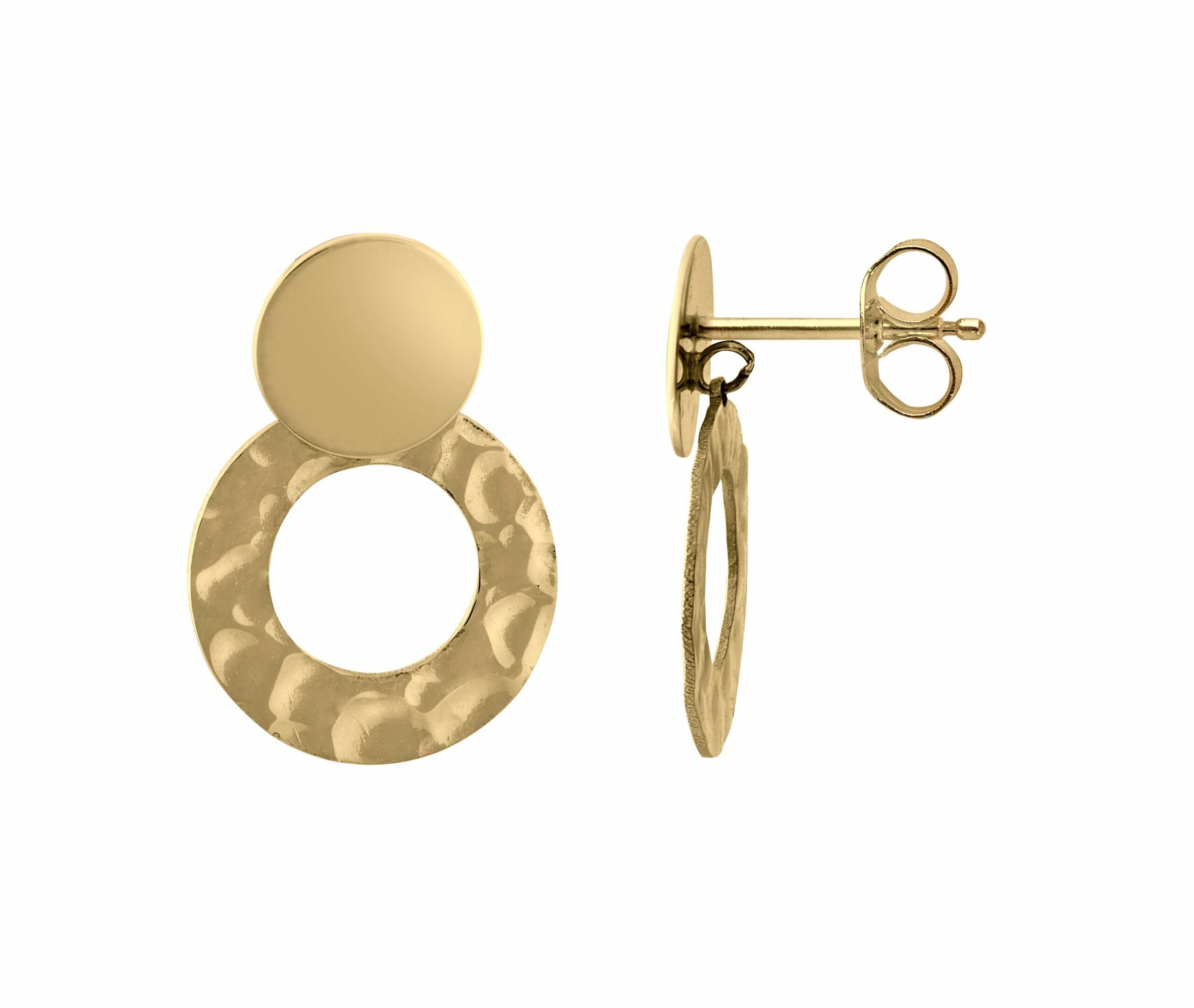 boucles d oreilles or jaune martelees