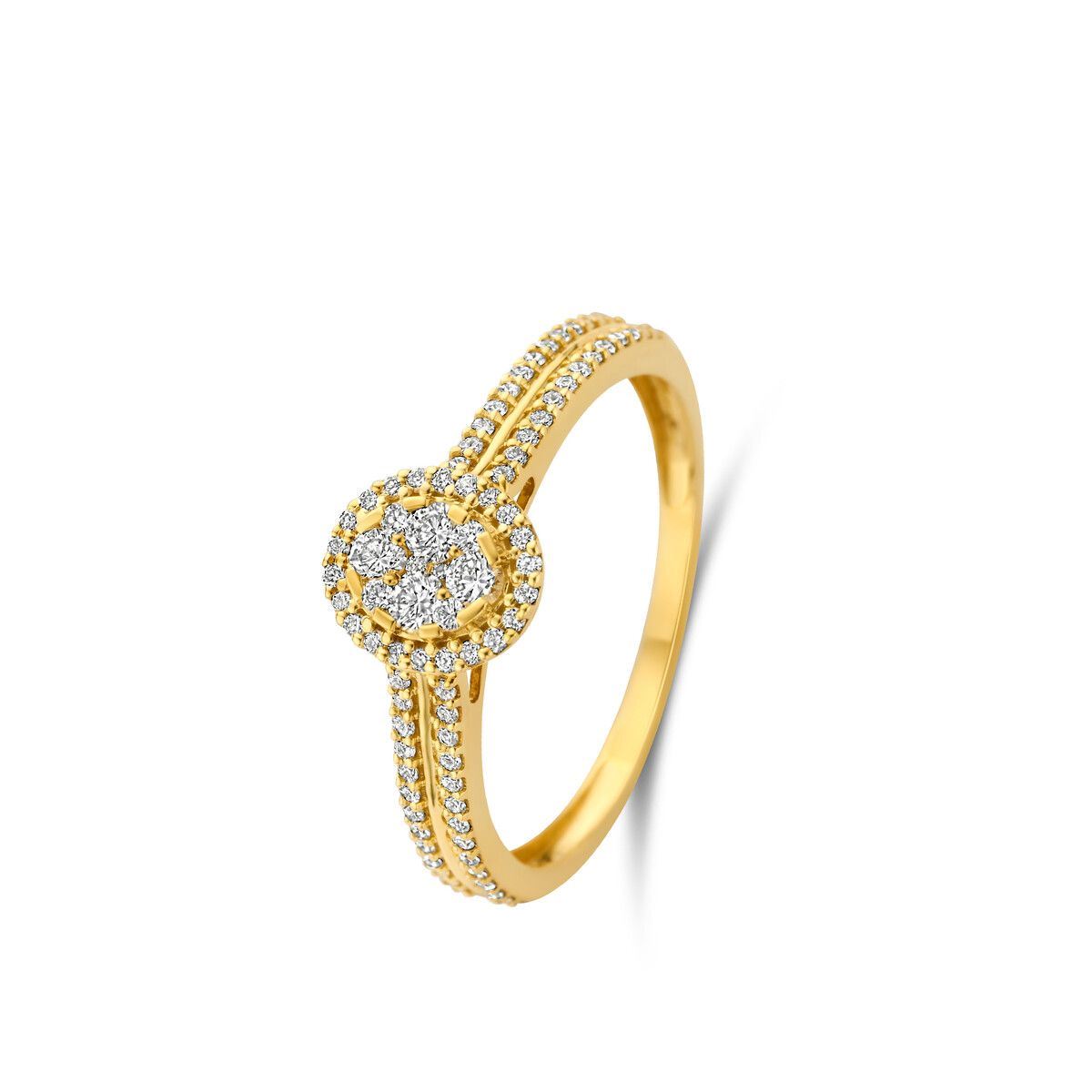 bague diamants or jaune effet volume sertis diamant